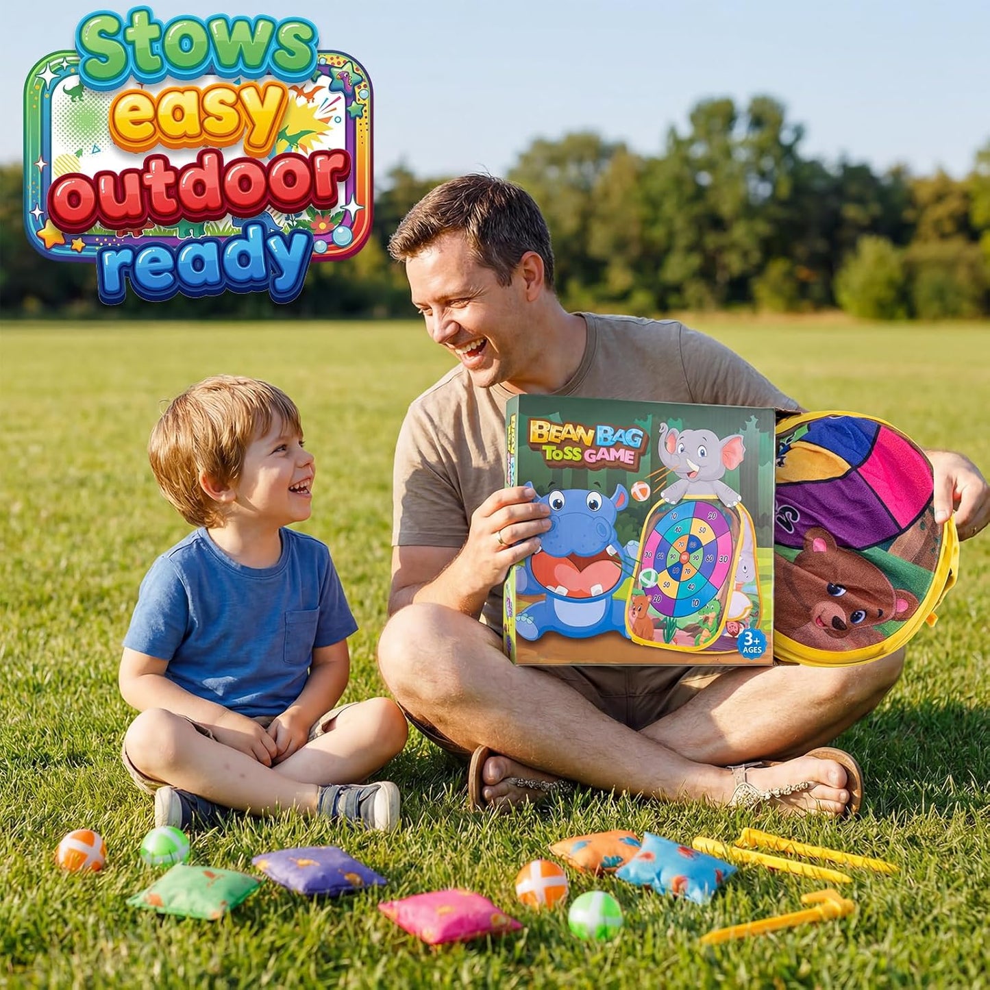 Bean Bag Toss Game for Kids - Cornhole Board Outdoor Toys for Toddl...