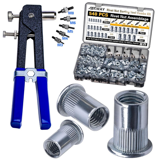 Kit de herramientas de tuerca de remache 540 piezas (M8\/M6\/M5\/M4...