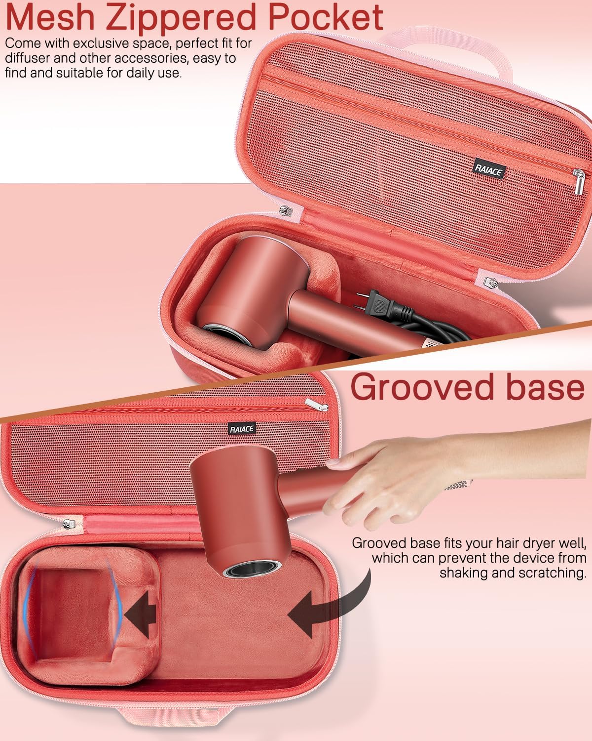 Estuche de almacenamiento rígido RAIACE compatible con secador de p...