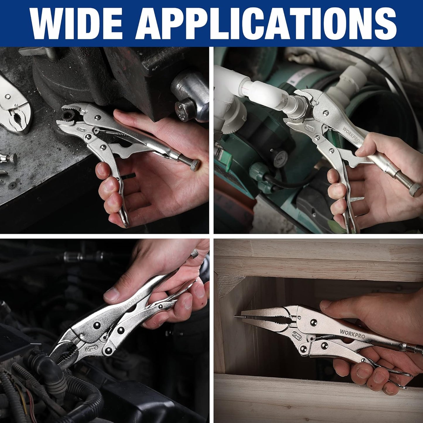 WORKPRO Juego de 5 alicates de bloqueo, juego de herramientas de al...