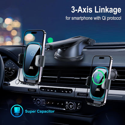 Cargador inalámbrico para automóvil, 3 en 1, soporte para teléfono de automóvil, cargador de automóvil, montaje para parabrisas, salpicadero, ventilación de aire, soporte de teléfono celular de carga