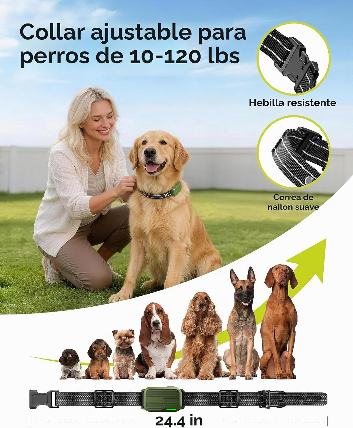 Collar de choque para perro, collar de entrenamiento para perros de...