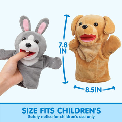 JOYIN Juego de 6 marionetas de mano para niños con boca funcional,...
