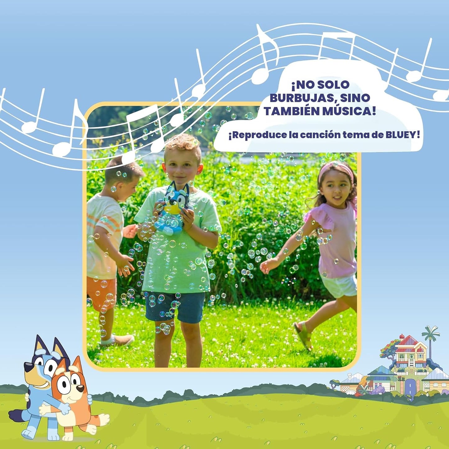 MÁQUINA DE BURBUJAS NO DERRAMABLE BLUEY Musical | Juguete de Burbuj...