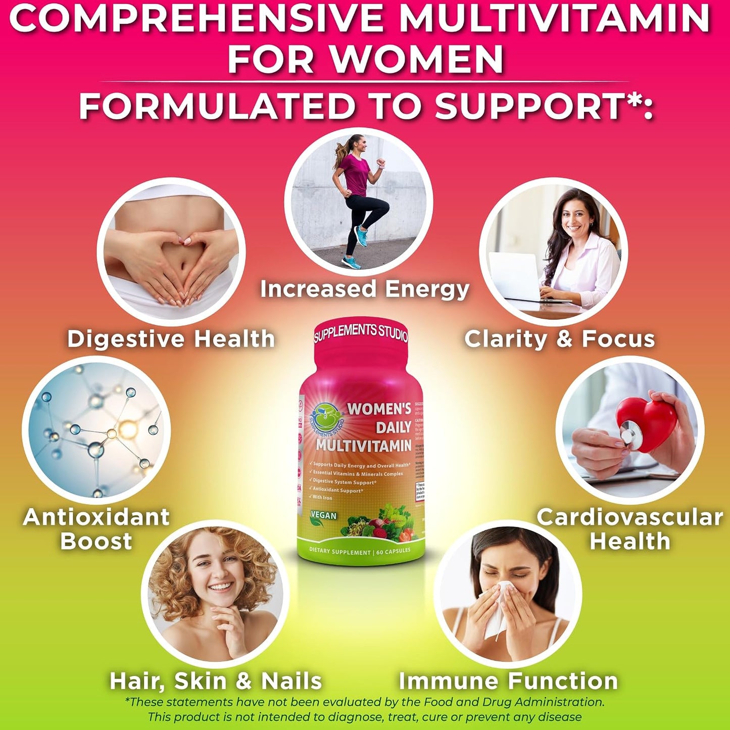 Multivitamínico diario para mujeres con hierro - Multivitamínico ve...