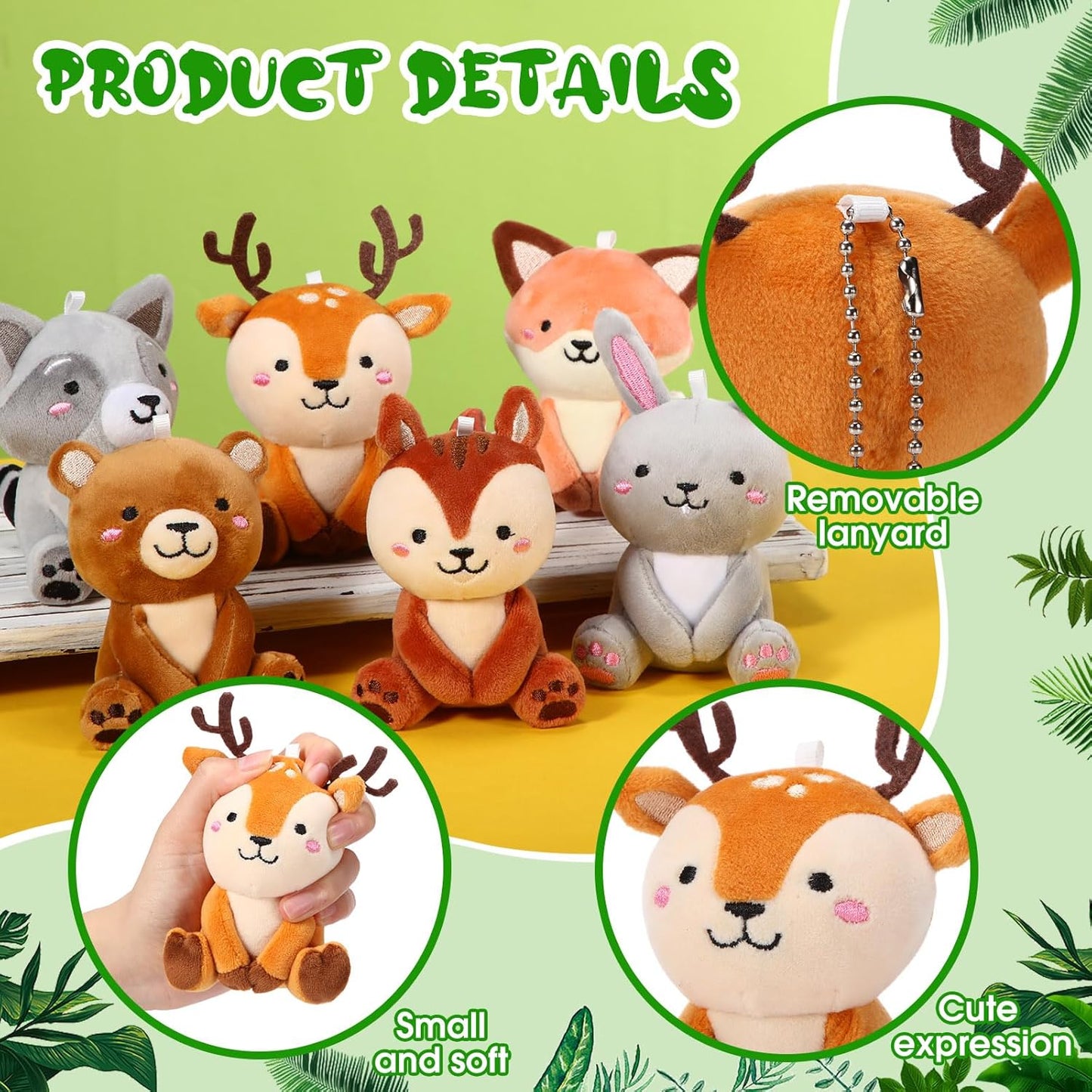 Suilung 12 piezas de mini animales de peluche del bosque a granel d...