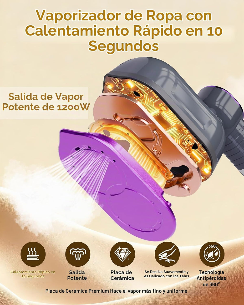 Vaporizador de viaje portátil para ropa 1200W 2 en 1 vapor de ropa...
