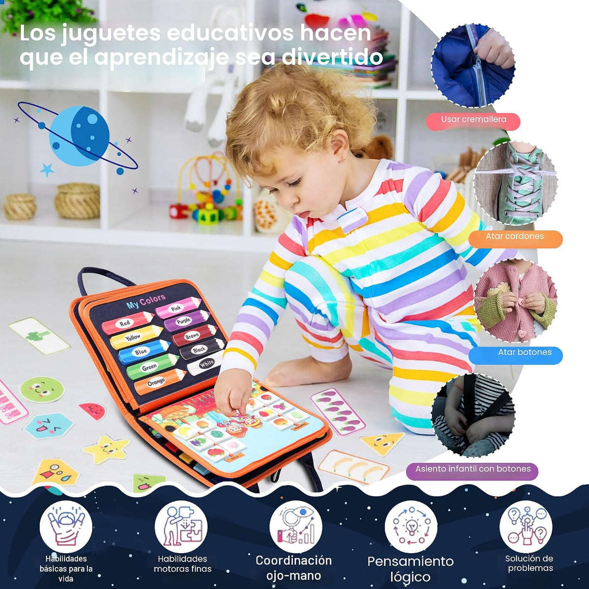 Tabla Ocupada de Juego Montessori para Niños Pequeños: Juguetes Mon...