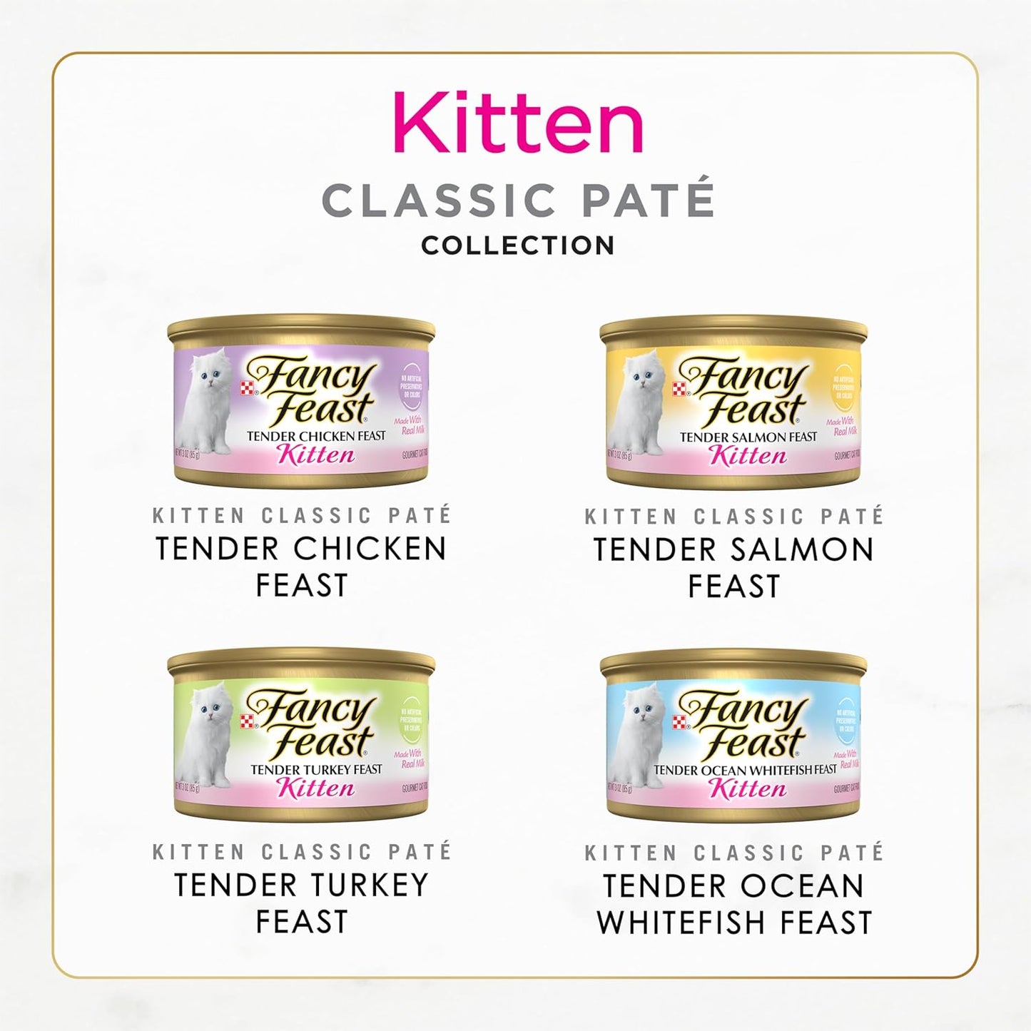 Fancy Feast Purina Festín tierno de pescado blanco del océano, pavo...