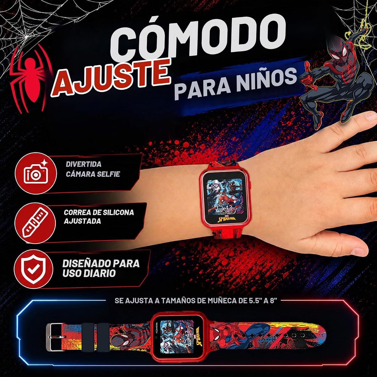 Reloj inteligente Marvel Spider-Man para niños: características div...