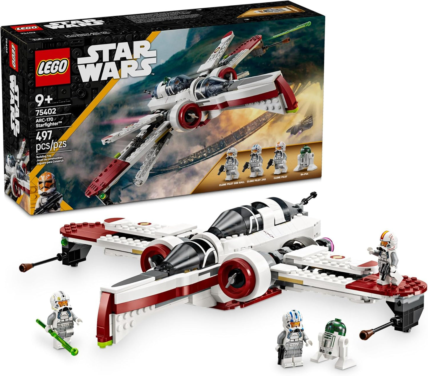LEGO Star Wars: La venganza de los Sith Nave espacial ARC-170 Starfighter juguete de construcción - Juguete de Star Wars para niños y niñas, edades 9+ - Idea de regalo para cumpleaños - 75402