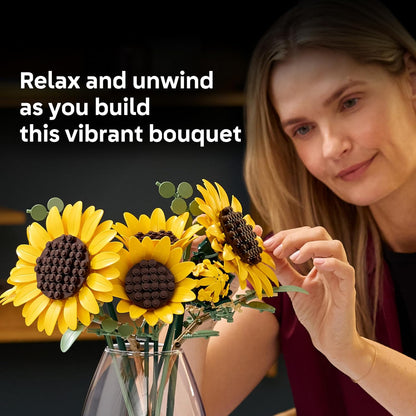 LEGO Botanicals 11502 - Ramo de girasol para adultos, a partir de 18 años, flores artificiales para la oficina en casa, dormitorio o decoración de escritorio, regalos para mujeres y hombres