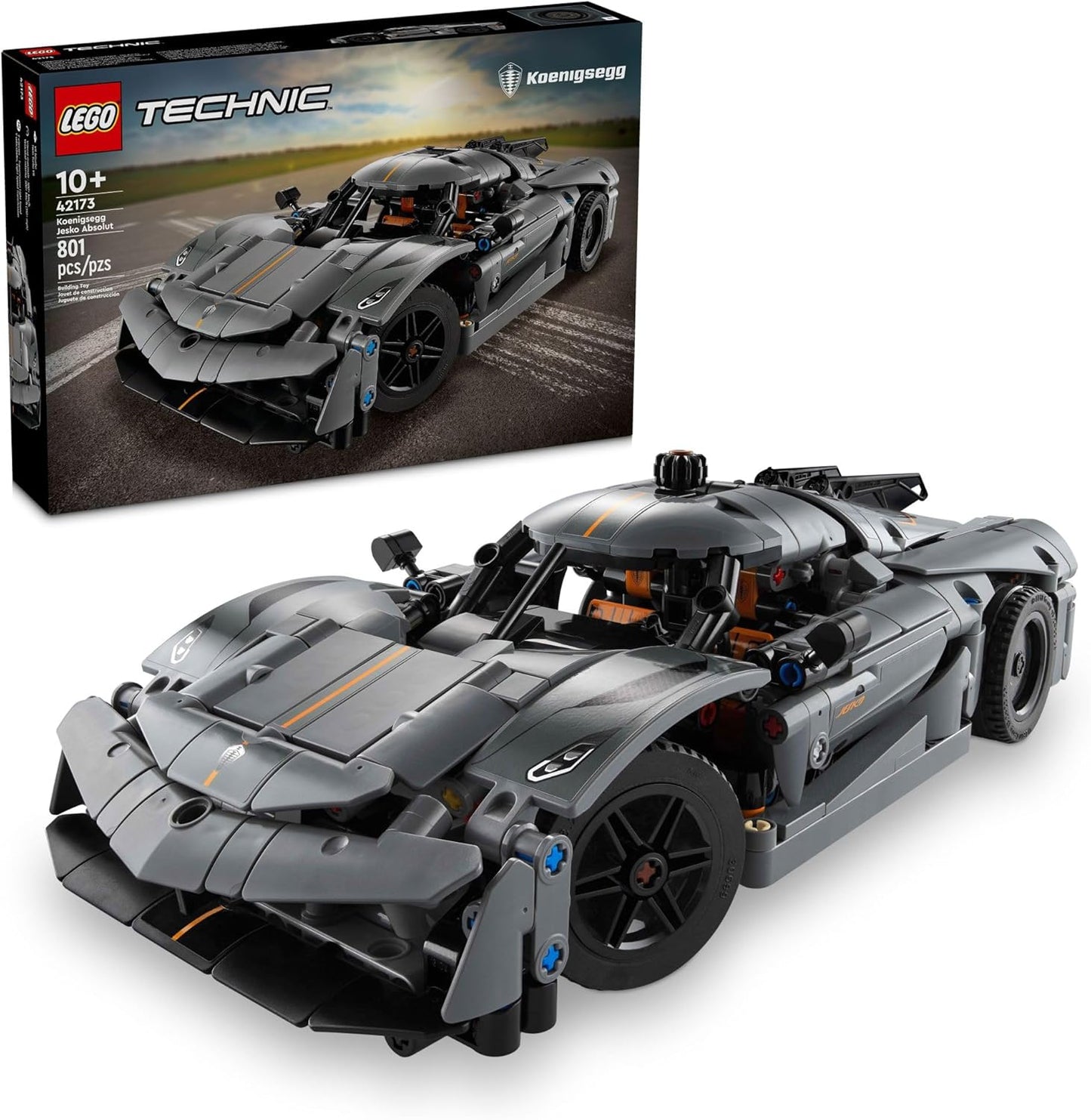 LEGO Technic Koenigsegg Jesko Absolut - Hiperauto gris, juego de construcción de autos deportivos para niños y niñas, carreras de vehículos para niños, kit de modelo para construir, juguete de coche