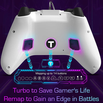 UGAME Controlador Xbox con Cable para X Box Series X S One PC PS4 Switch, Controladores de Juego con Frecuencia de Sondeo de 1000Hz Sin Deriva del Joystick, Paletas Personalizadas Remoto Turbo