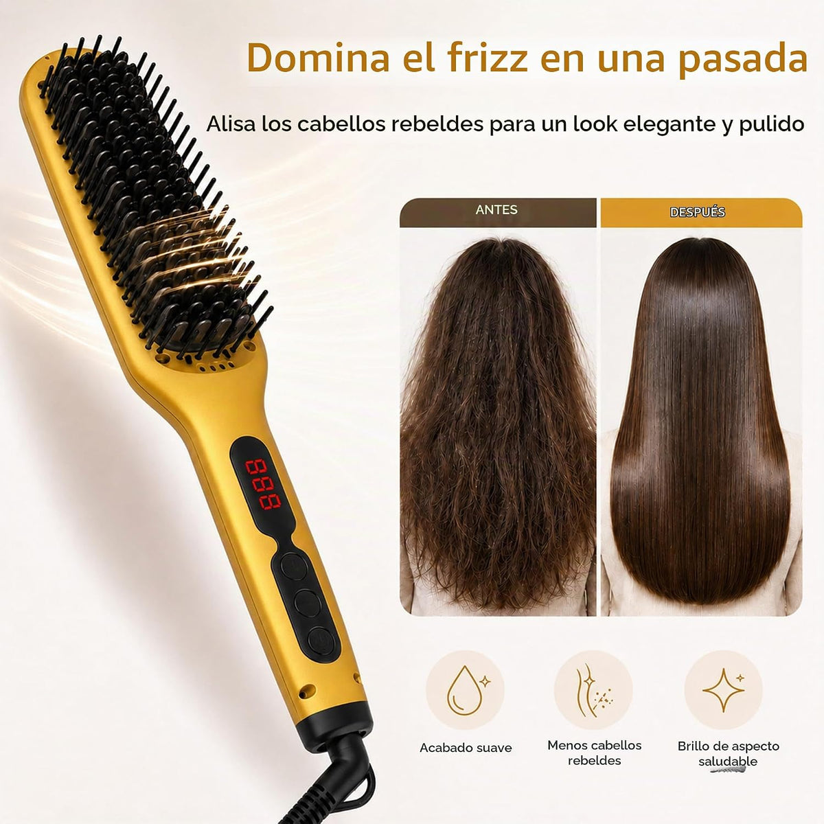 MEGAWISE - Cepillo alisador de pelo, cepillo térmico de cerámica pa...