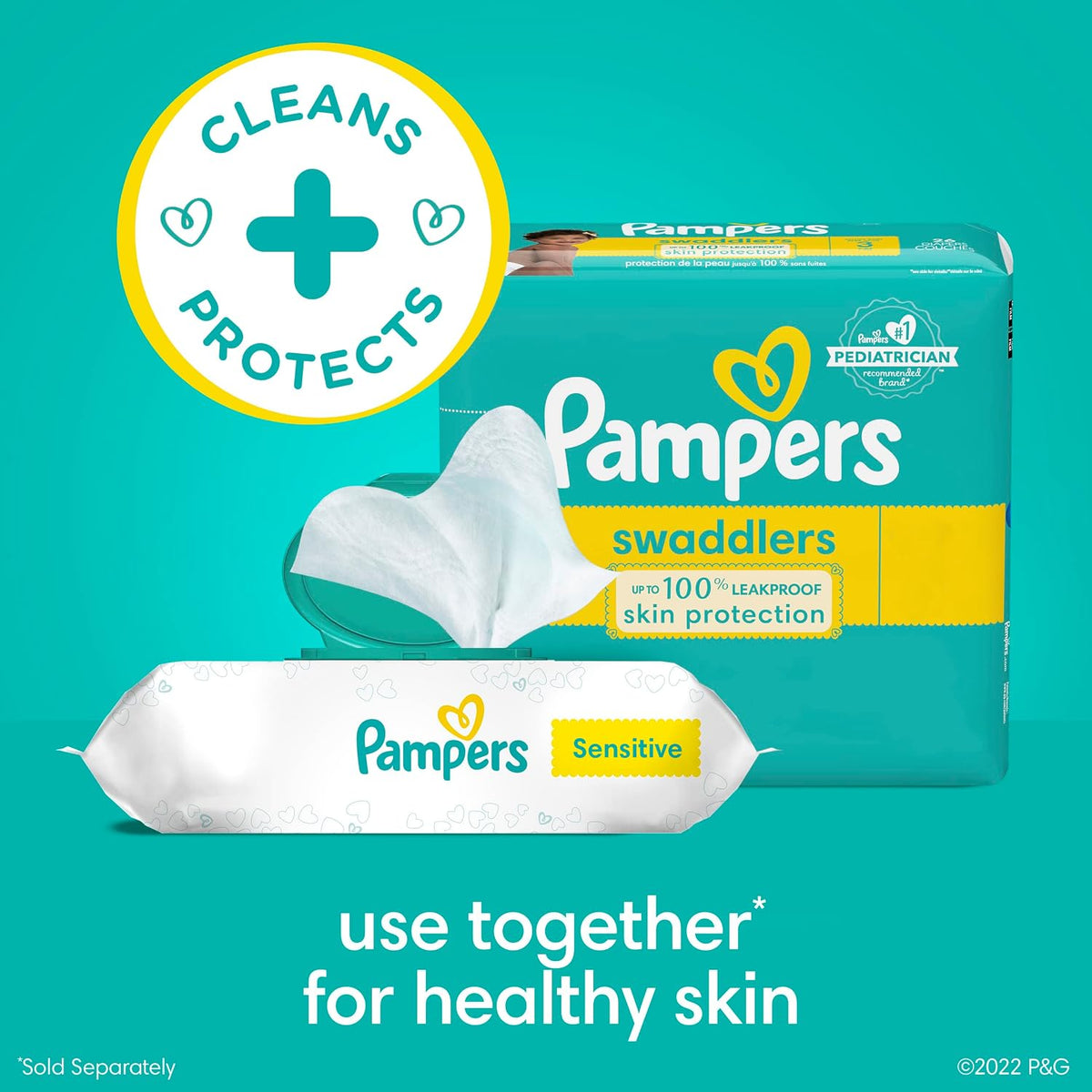 Pampers Sensitive - Toallitas para bebés, a base de agua, hipoalerg...