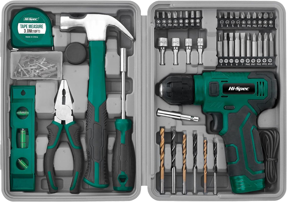 Hi-Spec Taladro inalámbrico de 8 V y kit de herramientas con herram...