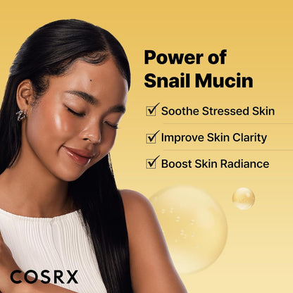 COSRX All About Snail Mucin - Juego de cuidado de la piel coreano, mini artículos esenciales de viaje, juego de regalo de tamaño de viaje con lavado facial de mucina de caracol, suero, crema hidratante y crema para ojos, kit rejuvenecedor