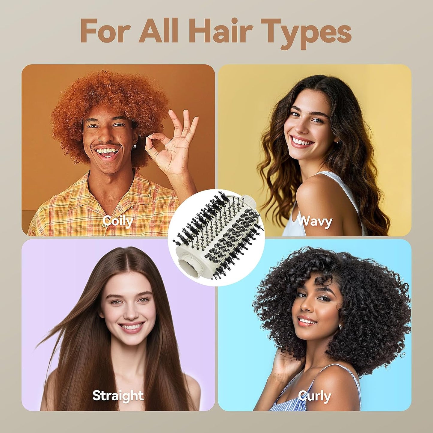 Accesorio de Cepillo Ovalado Esctabalt para Secador de Pelo Shark, Cepillo Liso para Secado de Pelo para Cabello Lacio, Ondulado, Rizado y Enrulado, Compatible con Shark FlexStyle y Serie HD400