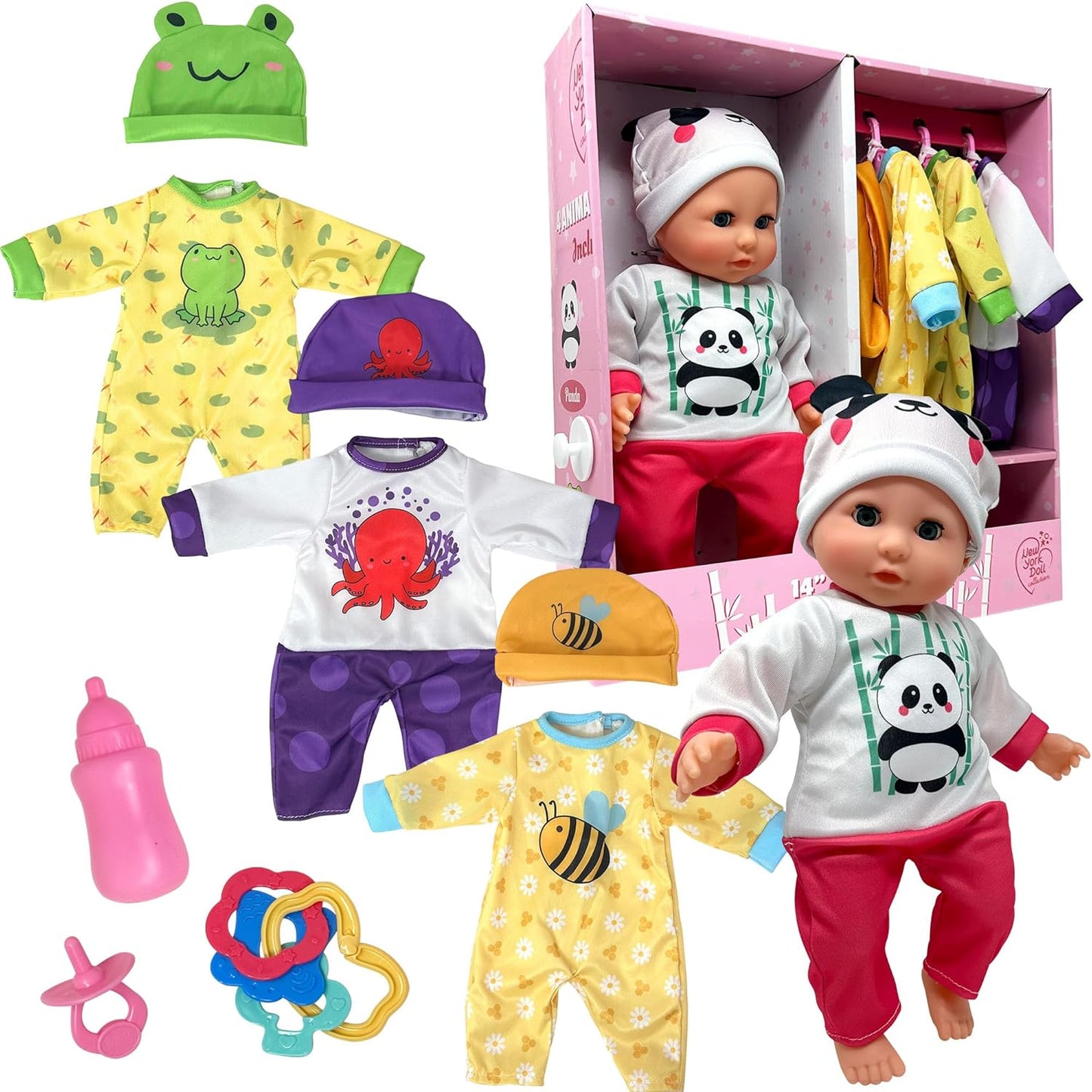Muñeca de bebé de cuerpo suave con accesorios y 4 juegos de trajes...
