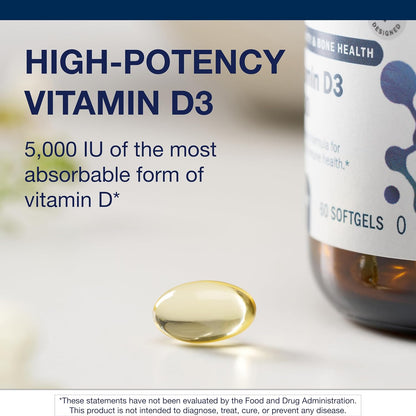 Metagenics Suplemento de vitamina D3 de 5000 UI - Cápsulas blandas...