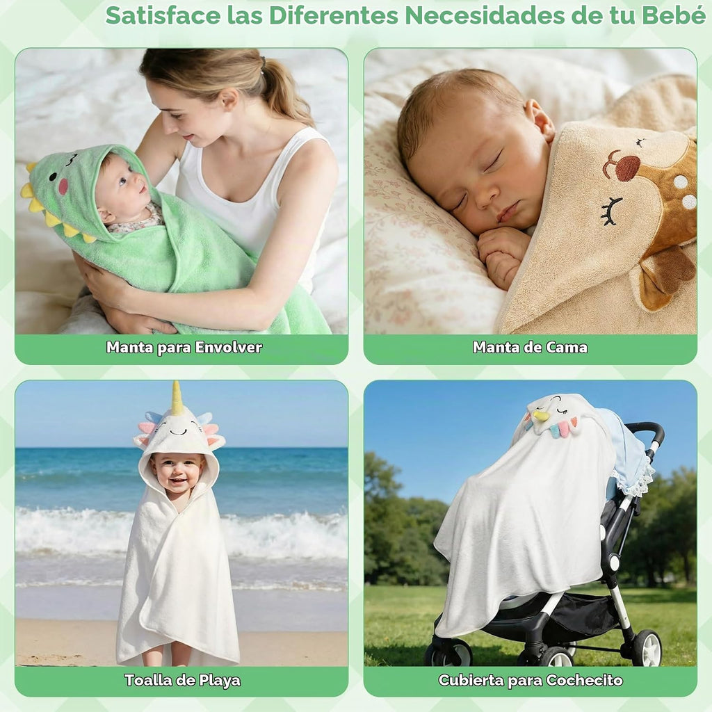 9 toallas de baño para bebés para recién nacidos (dinosaurio, unico...