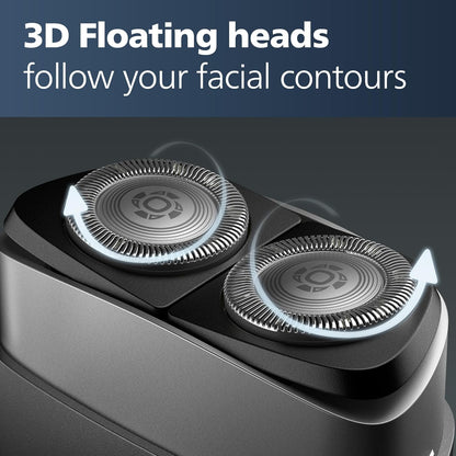 Philips Norelco Afeitadora portátil, afeitadora eléctrica húmeda y seca para llevar, sistema de cuchillas ComfortCut, cabezales flotantes 3D, diseño compacto, batería potente, modelo PQ888/81