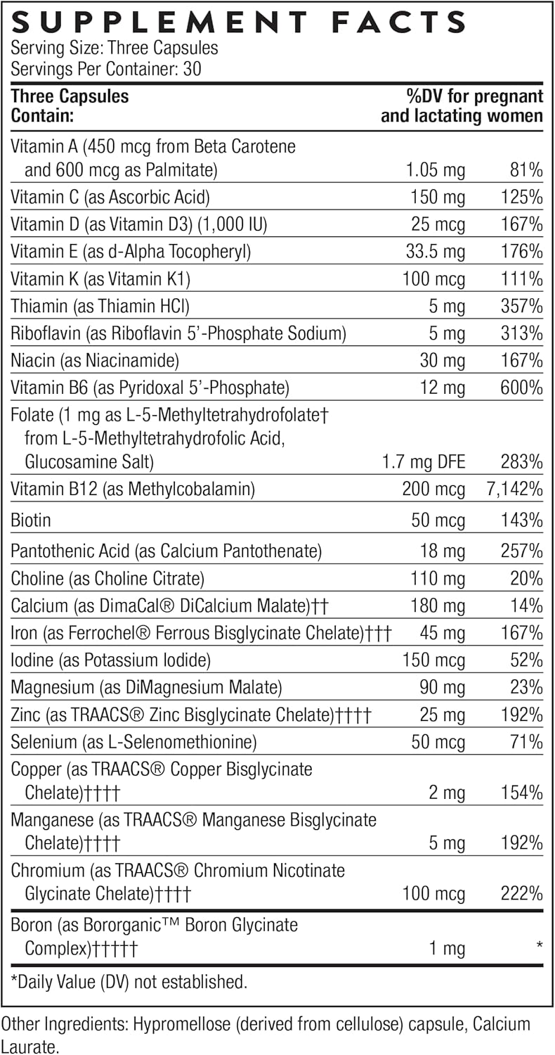 THORNE - Basic Prenatal - Multivitamínico de folato bien investigad...