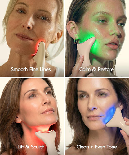 REVO Genie - Masajeador de belleza facial y cuello 3 en 1 con calor...