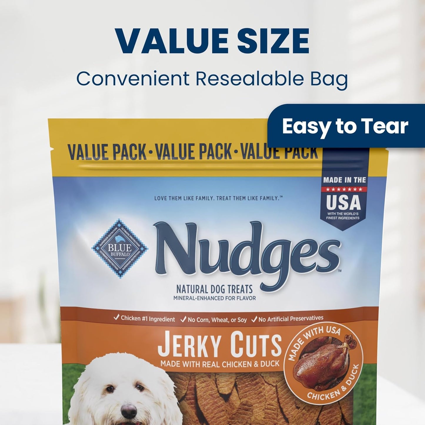 Blue Buffalo Nudges Jerky Cuts - Golosinas para perros, fabricadas...