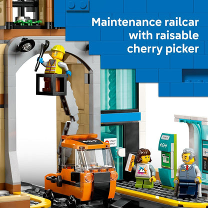 LEGO City Central Train Station - Juguete de construcción de varios niveles para niños y niñas, a partir de 7 años, bloques de construcción para niños, idea de regalo para cumpleaños, 60469