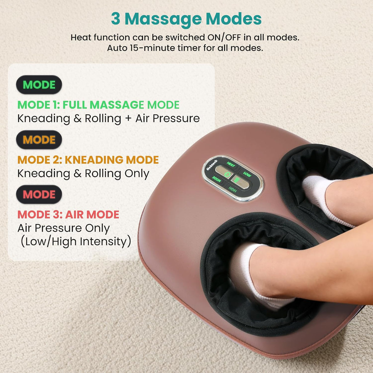 Nekteck Shiatsu - Masajeador de pies con compresión de calor y aire...