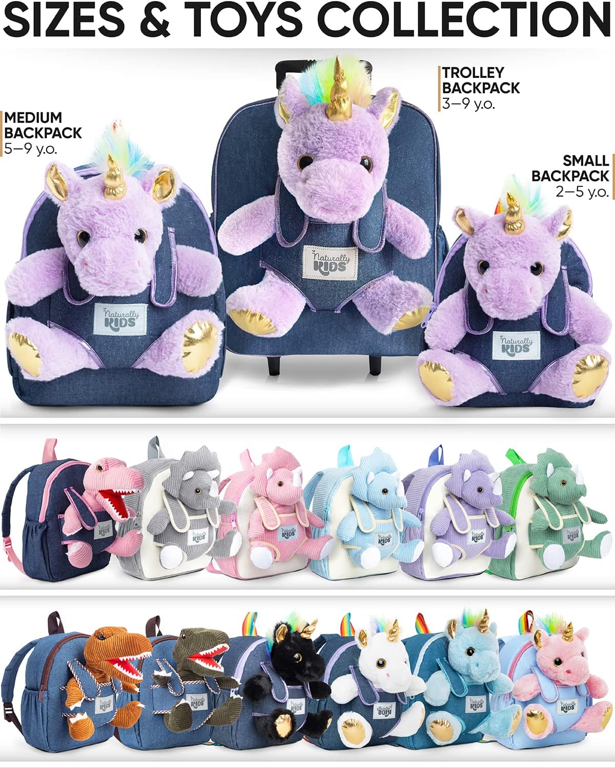 Naturally KIDS Maleta para niños pequeños con. Juguete de peluche d...