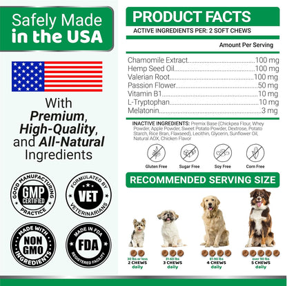 Masticables calmantes de cáñamo para perros \u2013 240 golosinas \u...