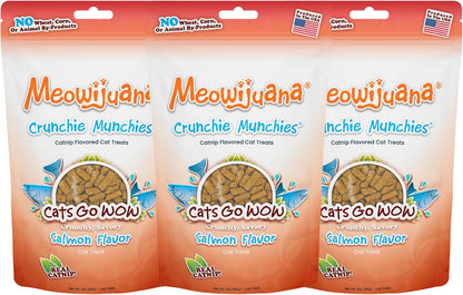 Meowijuana Crunchie Munchie Catnip Treats | Trío de salmón | Fabric...