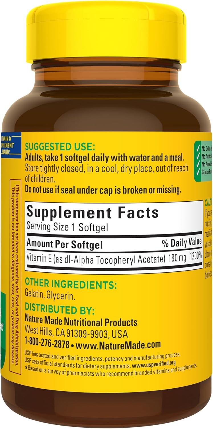 Nature Made Vitamina E 180 mg (400 UI) dl-alfa, suplemento dietétic...