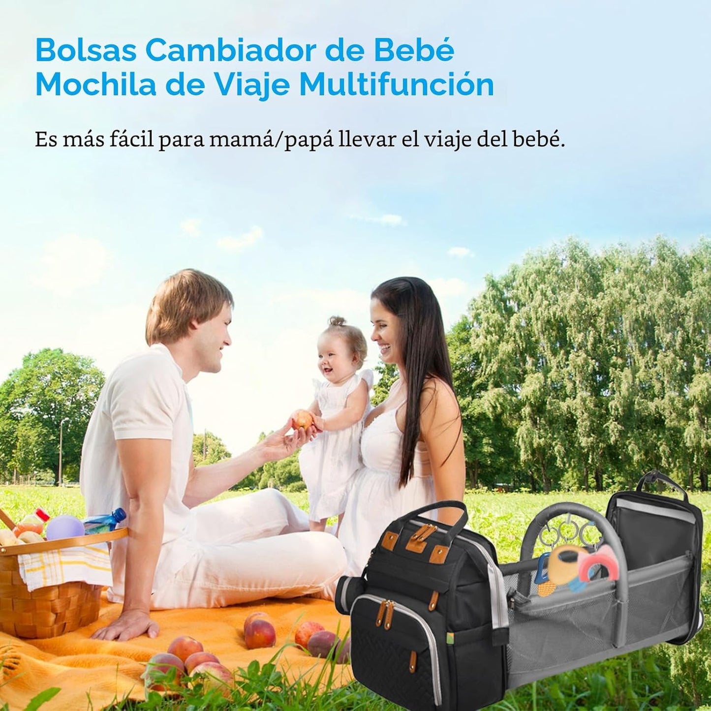 Jeryswet Bolsas de pañales para bebé con cambiador, mochila imperme...