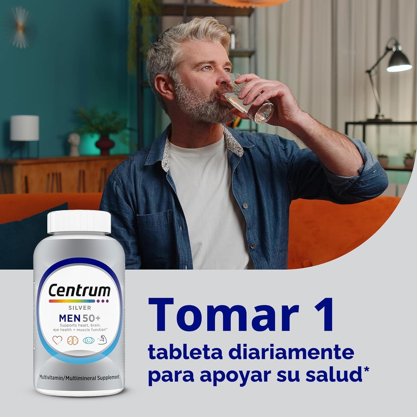 Centrum Silver Men's 50+ Multivitamínico con vitamina D3, vitam...