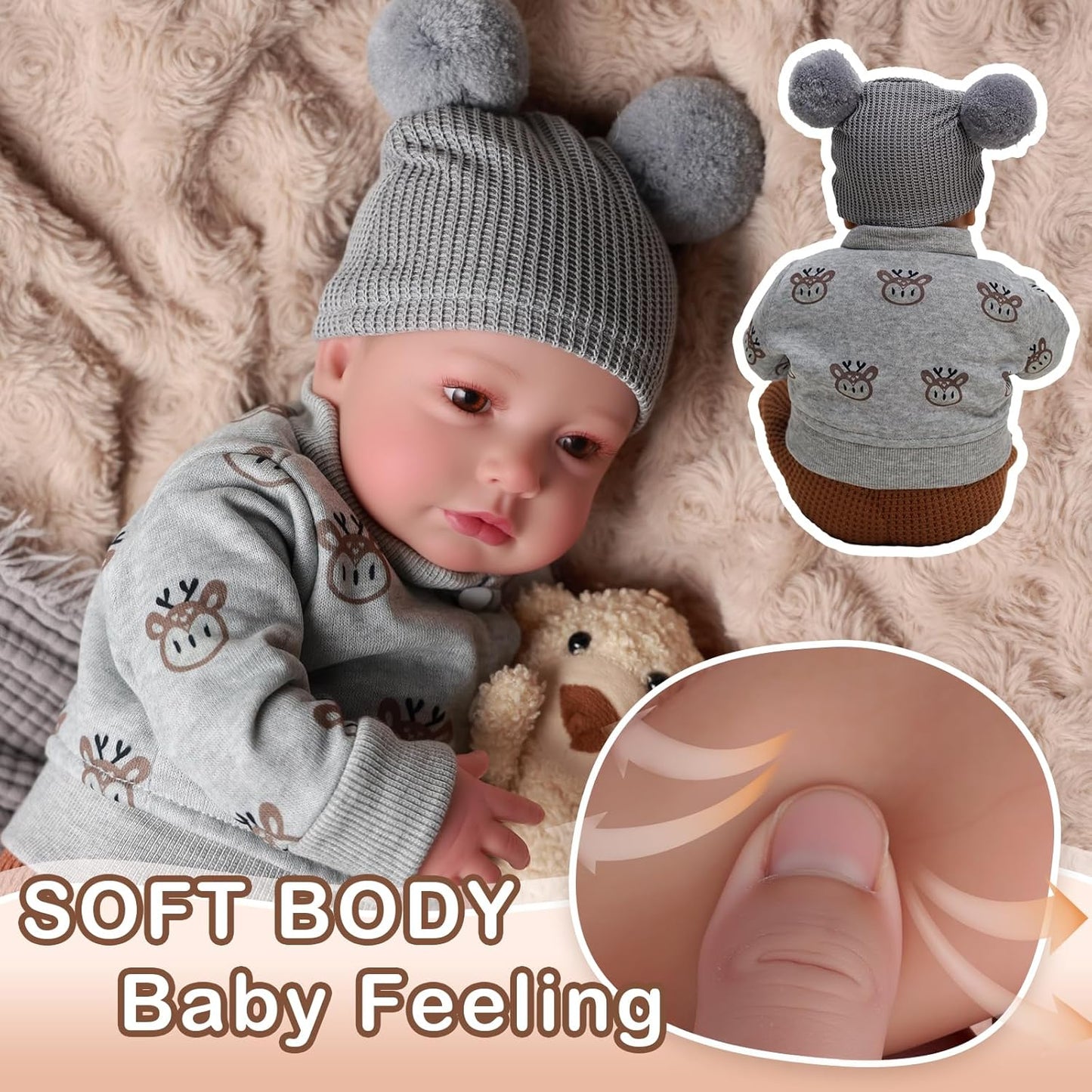 BABESIDE Muñecas realistas de bebé Reborn para niños - 17 pulgadas,...