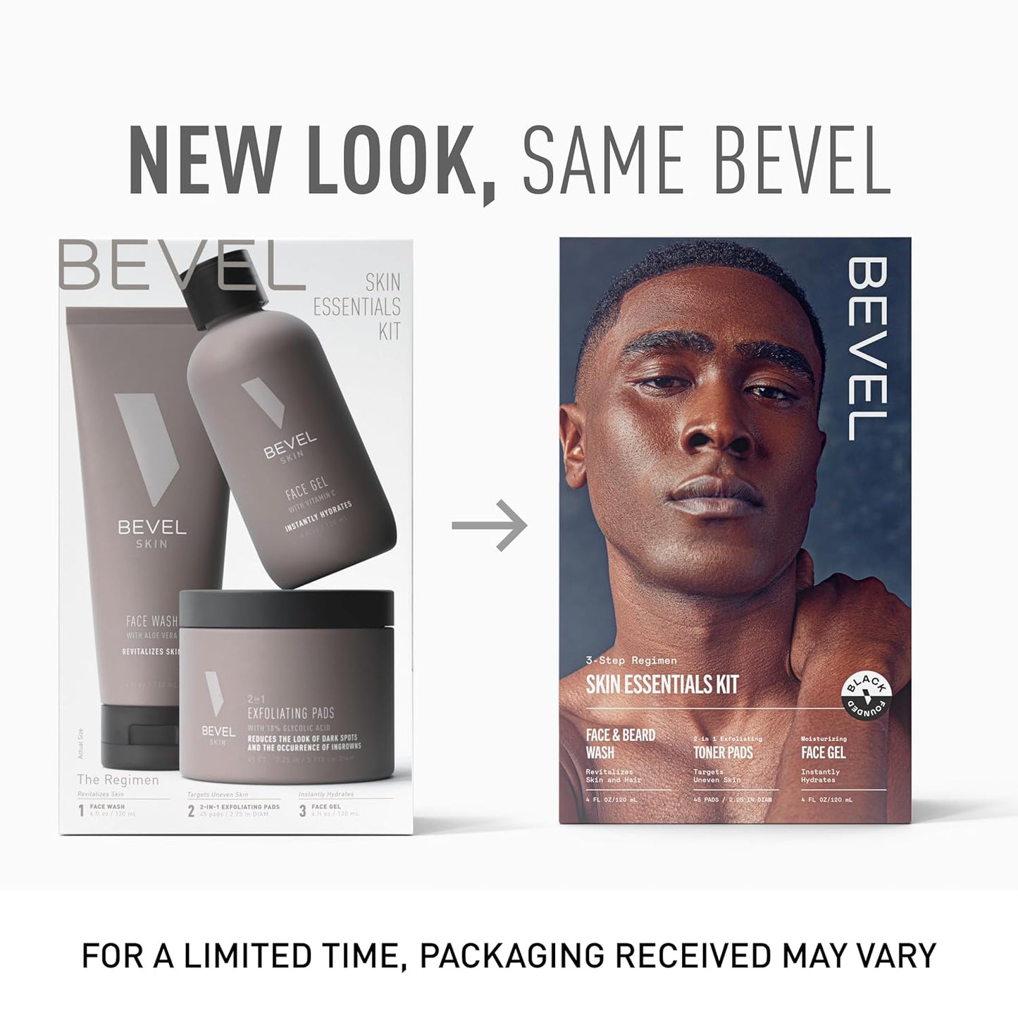 Kit de cuidado de la piel facial Bevel para hombres - Kit de rutina de cuidado de la piel para hombres incluye lavado facial con aloe vera, almohadillas exfoliantes de ácido glicólico, humectante