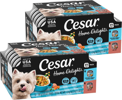 Cesar Home Delights - Comida húmeda para perros adultos, pollo y ve...