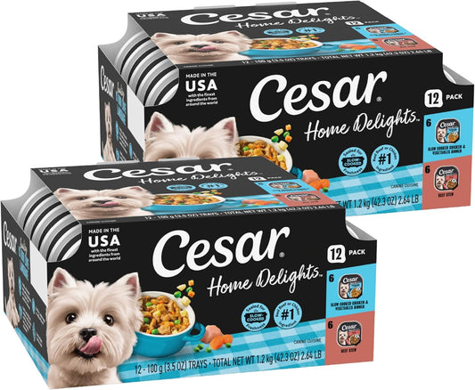 Cesar Home Delights - Comida húmeda para perros adultos, pollo y ve...