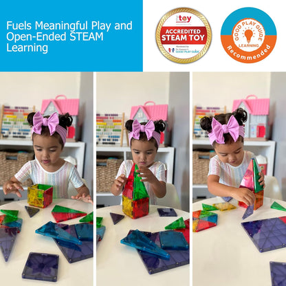 MAGNA-TILES Juego clásico de construcción magnética de 32 piezas, l...