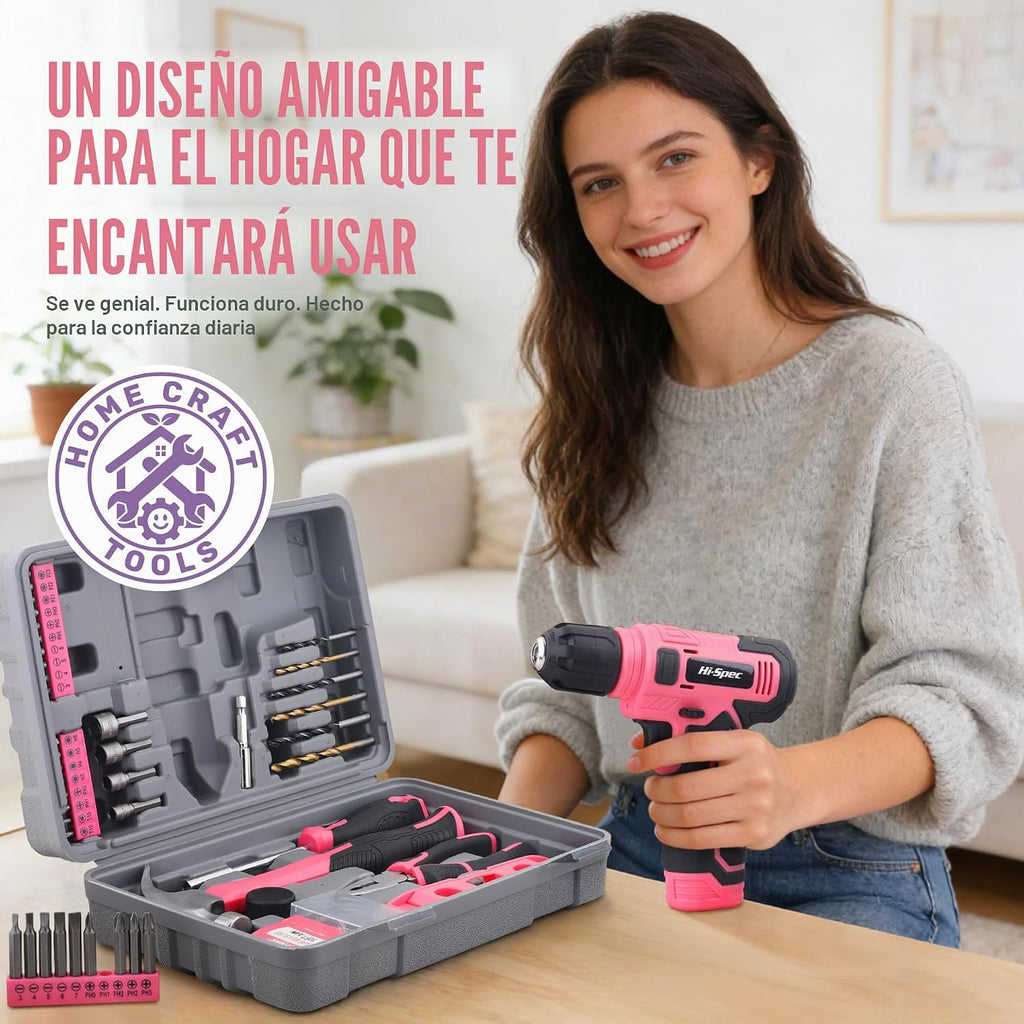 Hi-Spec Juego de taladro inalámbrico de 8 V y kit de herramientas d...