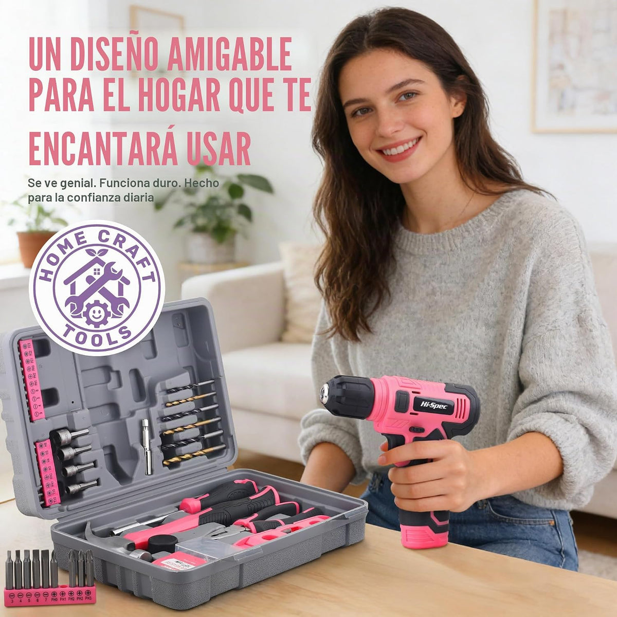 Hi-Spec Juego de taladro inalámbrico de 8 V y kit de herramientas d...