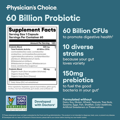 Physician's CHOICE Probióticos 60 mil millones de UFC \u2013 10...