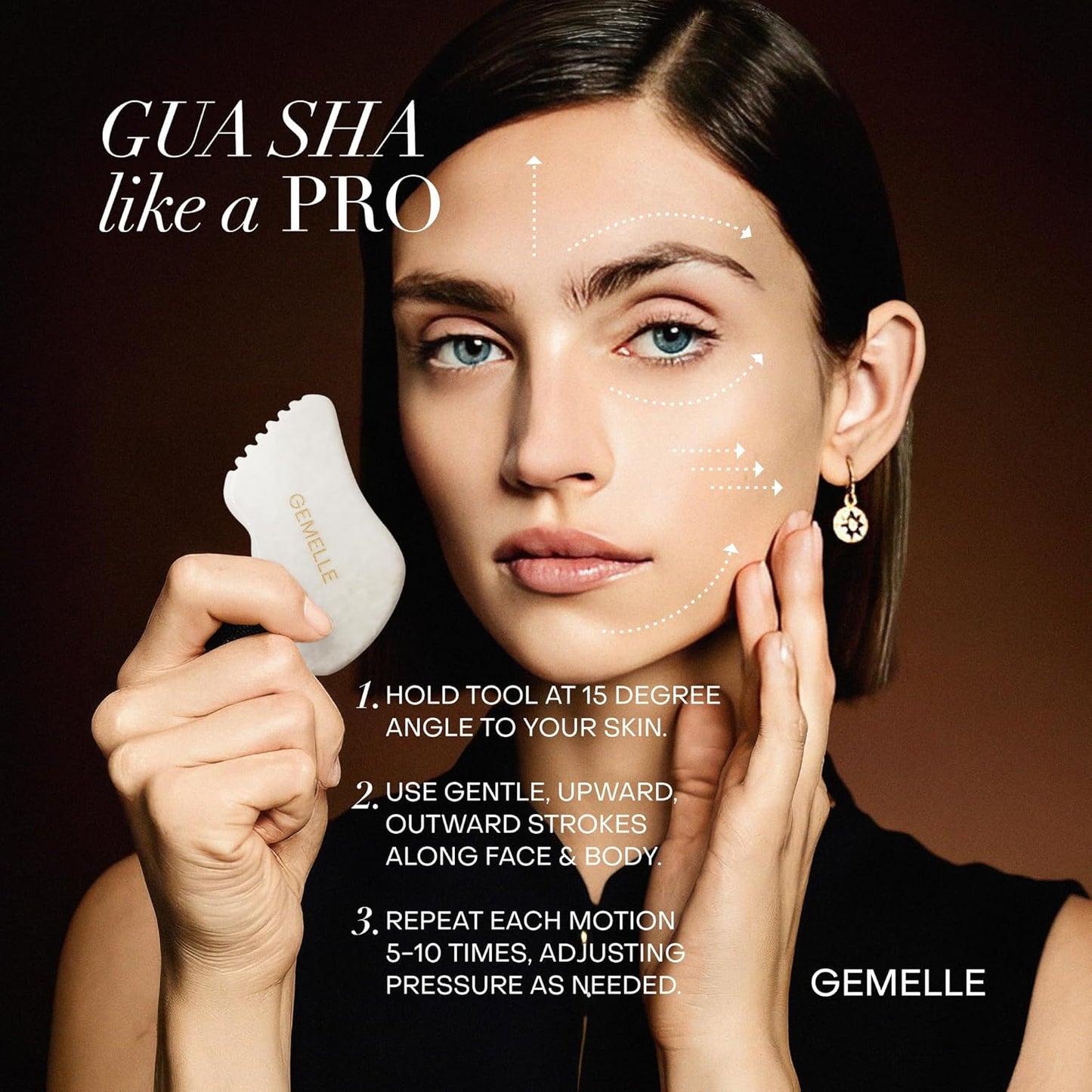 GEMELLE Herramienta Gua Sha de jade blanco, 10 piedras galardonadas...