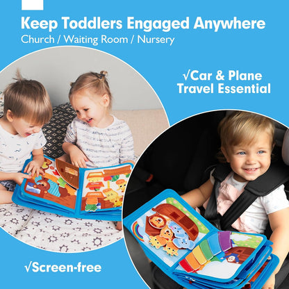 hahaland Noah's Ark Toy Busy Book para niños pequeños de 1 a 3 años - Regalos de bautismo para niños y niñas - Juguetes Montessori para niños de 1 año, aprendizaje temprano sensorial educativo