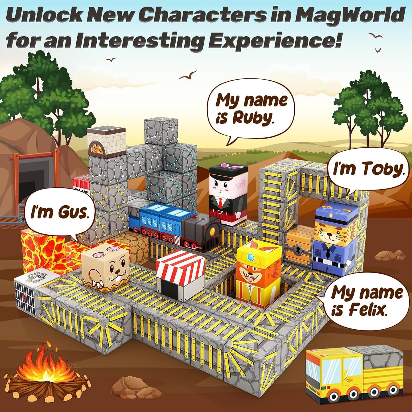 Coodoo Bloques Magnéticos - Construye Mi Mundo Magnético Juego de V...