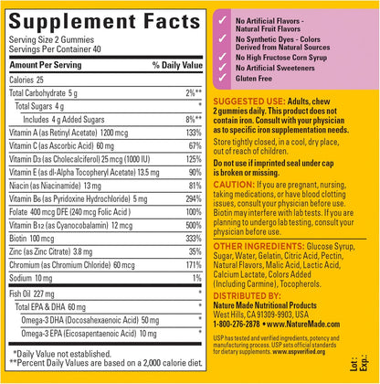 Nature Made Multivitaminas en gomitas para mujer con omega-3, multi...